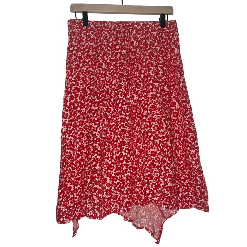 Code Mode Red Floral Skirt with Ruffled slid - Picture 2 of 7